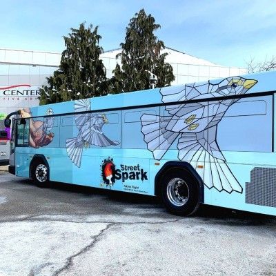 BCRTA Bus Taking Flight