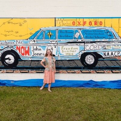 Ella at the Mural's unveil