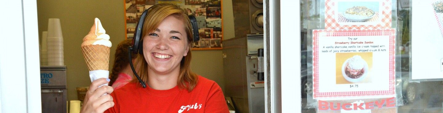 Woman Serving Ice Cream at Flub's