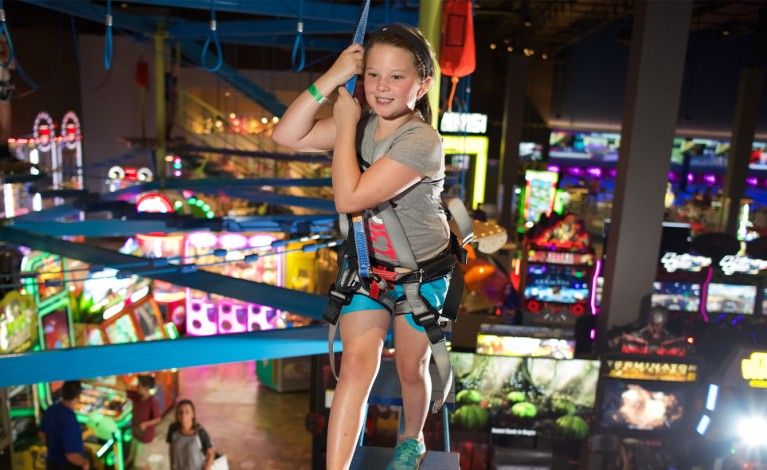 Child on Ropes Course at Main Event