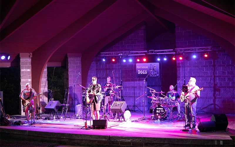 Musicians perform on the Keehner Park Amphitheater Stage.