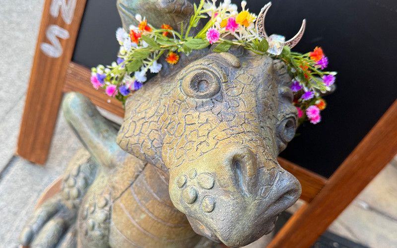 Dragon outside Charm & Crystal store in Middletown, Ohio