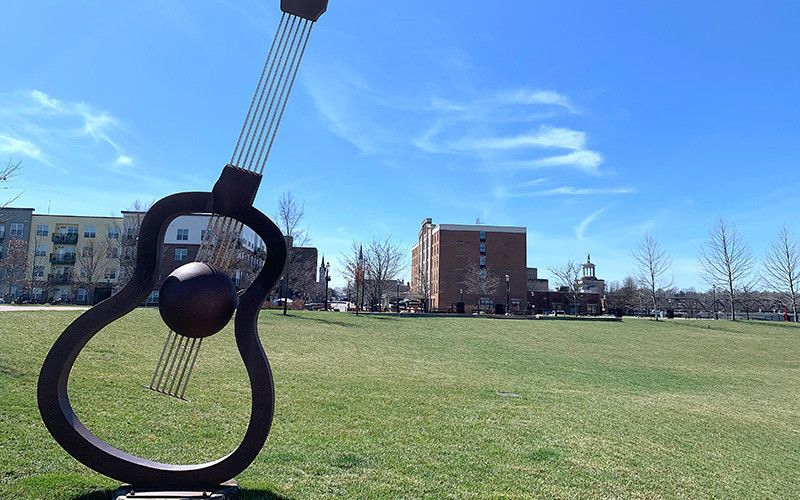 Marcum Park, with guitar sculpture in the foreground