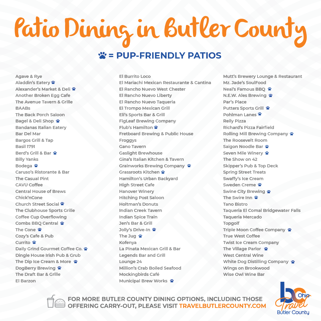 Dog Friendly & Patio Dining in Butler County, Ohio
